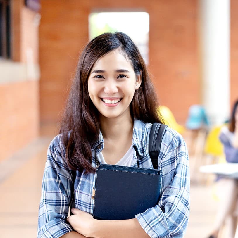 Student with documents